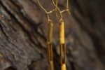 22K Gold earrings//solid gold dangle//Handcrafted Earrings//Minimalist 22k Jewelry//Wedding Earrings//anniversary gift//22k gold artisan