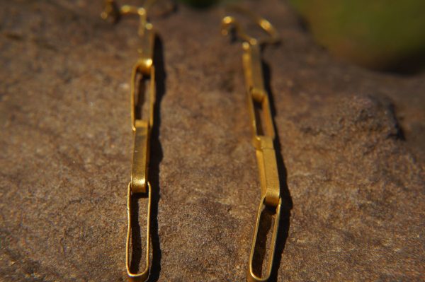 22K Gold earrings//solid gold dangle//Handcrafted Earrings//Minimalist 22k Jewelry//Wedding Earrings//anniversary gift//22k gold artisan