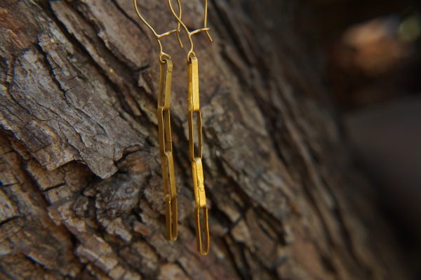 22K Gold earrings//solid gold dangle//Handcrafted Earrings//Minimalist 22k Jewelry//Wedding Earrings//anniversary gift//22k gold artisan
