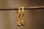 22k gold apatite hoops//gold apatite hoops//artisan gold apatite earrings//handmade artisan gold hoops//22k gold apatite earrings
