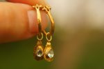 22k gold apatite hoops//gold apatite hoops//artisan gold apatite earrings//handmade artisan gold hoops//22k gold apatite earrings