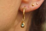 22k gold apatite hoops//gold apatite hoops//artisan gold apatite earrings//handmade artisan gold hoops//22k gold apatite earrings