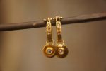 22k gold champagne diamond hoops//gold diamond hoops//gold champagne diamond earrings//handmade gold hoops//22k gold diamond earrings