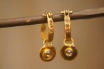 22k gold champagne diamond hoops//gold diamond hoops//gold champagne diamond earrings//handmade gold hoops//22k gold diamond earrings