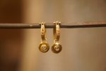 22k gold champagne diamond hoops//gold diamond hoops//gold champagne diamond earrings//handmade gold hoops//22k gold diamond earrings