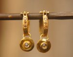 22k gold champagne diamond hoops//gold diamond hoops//gold champagne diamond earrings//handmade gold hoops//22k gold diamond earrings