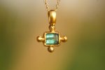 24k gold blue tourmaline pendant//square blue tourmaline pendant//tourmaline gold necklace//artisan 24k gold pendant//handmade one of a king