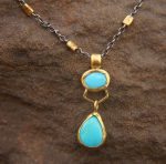 turquoise pendant//24k gold turquoise//gold turquoise necklace//alternative turquoise gold//unique artisan turquoise pendant//24k gold