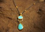 turquoise pendant//24k gold turquoise//gold turquoise necklace//alternative turquoise gold//unique artisan turquoise pendant//24k gold