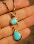 turquoise pendant//24k gold turquoise//gold turquoise necklace//alternative turquoise gold//unique artisan turquoise pendant//24k gold