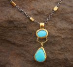turquoise pendant//24k gold turquoise//gold turquoise necklace//alternative turquoise gold//unique artisan turquoise pendant//24k gold