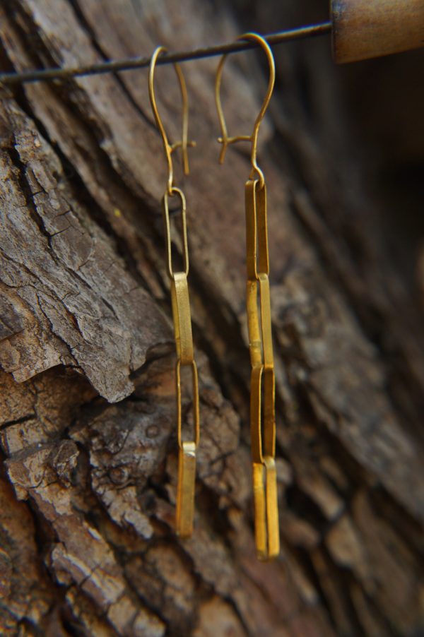 22K Gold earrings//solid gold dangle//Handcrafted Earrings//Minimalist 22k Jewelry//Wedding Earrings//anniversary gift//22k gold artisan
