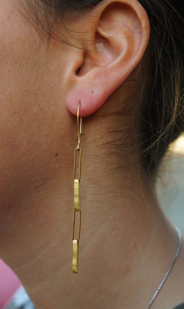 22K Gold earrings//solid gold dangle//Handcrafted Earrings//Minimalist 22k Jewelry//Wedding Earrings//anniversary gift//22k gold artisan