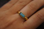 24k gold blue tourmaline ring//gold tourmaline ring//24k tourmaline jewelry//unique tourmaline engagement ring//artisan tourmaline ring