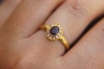 24k gold blue sapphire and diamonds ring//multi stone gold ring//sapphire gold ring//diamonds and sapphire ring//artisan 24k gold ring