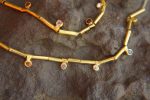 24k gold beaded charm necklace//24k multi stone necklace//24k gold necklace//charm necklace with gem stone//gold beaded necklace