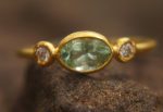 Paraiba blue tourmaline gold ring//24k gold ring//unique engagement ring//24k gold gem ring//gold Champaign diamond//diamond and tourmaline