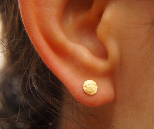 22K Gold Dotted Studs -5 mm Tiny Earrings - hummered stud Earrings- Minimalist Jewelry- Wedding Earrings-mother day gift - solid gold