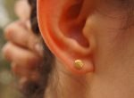 22K Gold Dotted Studs -5 mm Tiny Earrings - hummered stud Earrings- Minimalist Jewelry- Wedding Earrings-mother day gift - solid gold