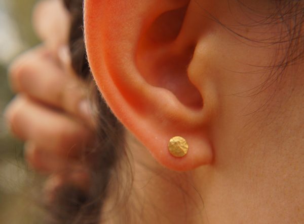22K Gold Dotted Studs -5 mm Tiny Earrings - hummered stud Earrings- Minimalist Jewelry- Wedding Earrings-mother day gift - solid gold
