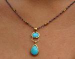 turquoise pendant//24k gold turquoise//gold turquoise necklace//alternative turquoise gold//unique artisan turquoise pendant//24k gold