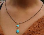 turquoise pendant//24k gold turquoise//gold turquoise necklace//alternative turquoise gold//unique artisan turquoise pendant//24k gold