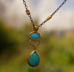 turquoise pendant//24k gold turquoise//gold turquoise necklace//alternative turquoise gold//unique artisan turquoise pendant//24k gold