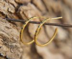 blue diamonds hoops set//18k gold diamonds earrings//18k gold blue tiny diamonds//artisan blue diamonds hoops//boho 18k gold diamond hoops