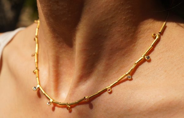 24k gold beaded charm necklace//24k multi stone necklace//24k gold necklace//charm necklace with gem stone//gold beaded necklace