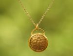 24k gold and rose gold round pendant//basic gold necklace//24k gold circle pendant//rose gold hammered pendant//solid gold round pendant