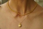 24k gold and rose gold round pendant//basic gold necklace//24k gold circle pendant//rose gold hammered pendant//solid gold round pendant