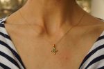 24k gold emerald pendant//artisan gold emerald pendant//24k emerald necklace//handmade emerald pendant//24k gold jewelry//gold emerald charm
