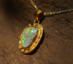 24k moissanite & opal artisan pendant//gold opal pendant//rough opal pendant//artisan gold pendant//opal 24k gold pendant//raw opal pendant