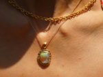 24k moissanite & opal artisan pendant//gold opal pendant//rough opal pendant//artisan gold pendant//opal 24k gold pendant//raw opal pendant