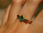 24k emerald and blue sapphire ring//artisan emerald ring//24k gold ring//24k gold sapphire ring//artisan 24k gold ring