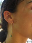 solid 24k gold-blue tourmaline Earrings-Gold Studs//tourmaline threader earrings//24k gold earrings//blue stone earrings//24k threaders