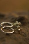 14K White Gold Round Hoop Earrings, Solid 14K Gold Hoops with a unique dangle, flower 14k white gold dangle, handmade 14k white gold hoops