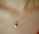 24k gold blue tourmaline pendant//square blue tourmaline pendant//tourmaline gold necklace//artisan 24k gold pendant//handmade one of a king