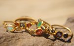 24k emerald and blue sapphire ring//artisan emerald ring//24k gold ring//24k gold sapphire ring//artisan 24k gold ring