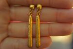 24K Gold Montana sapphire dangle earrings//24k gold sapphire and blue topaz drop Earrings//solid gold dangles//24k gold artisan jewelry