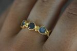 blue sapphires ring// gold sapphire ring//blue sapphire gold ring//stones ring//24k gold ring//fine gold ring//multi stone blue sapphires