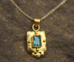 gold blue tourmaline pendant//indicolite blue tourmaline pendant//tourmaline gold necklace//artisan 24k gold pendant//handmade one of a kind