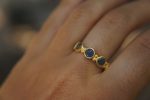 blue sapphires ring// gold sapphire ring//blue sapphire gold ring//stones ring//24k gold ring//fine gold ring//multi stone blue sapphires