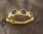 blue sapphires ring// gold sapphire ring//blue sapphire gold ring//stones ring//24k gold ring//fine gold ring//multi stone blue sapphires
