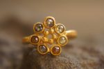 22k gold diamonds ring//gold mandala ring//22k Champaign diamond ring//22k gold ring//24k gold sapphire ring//24k artisan ring