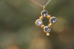 24k gold pendant//blue sapphire rhombus /gold artisan rhombus//blue sapphire gold pendant//multi stone cross//gold cross//artisan gold cross