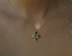 24k gold pendant//blue sapphire rhombus /gold artisan rhombus//blue sapphire gold pendant//multi stone cross//gold cross//artisan gold cross