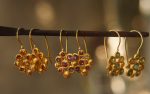 solid gold dangle earrings//blue green gem Earrings//24k Gold Dangle & Drop Earrings//gold tourmaline earrings//24k gold earrings//24k gold