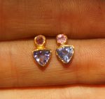 24k gold Paraiba blue tourmaline studs //gold Paraiba tourmaline earrings//unique tourmaline earrings//artisan tourmaline studs