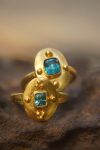24k gold blue tourmaline ring//gold tourmaline ring//24k tourmaline jewelry//unique tourmaline engagement ring//artisan tourmaline ring